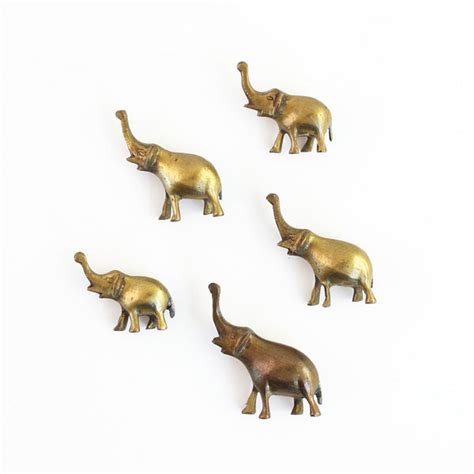 Sold Set Of 5 Vintage Brass Elephant Figurines Wise Apple Vintage