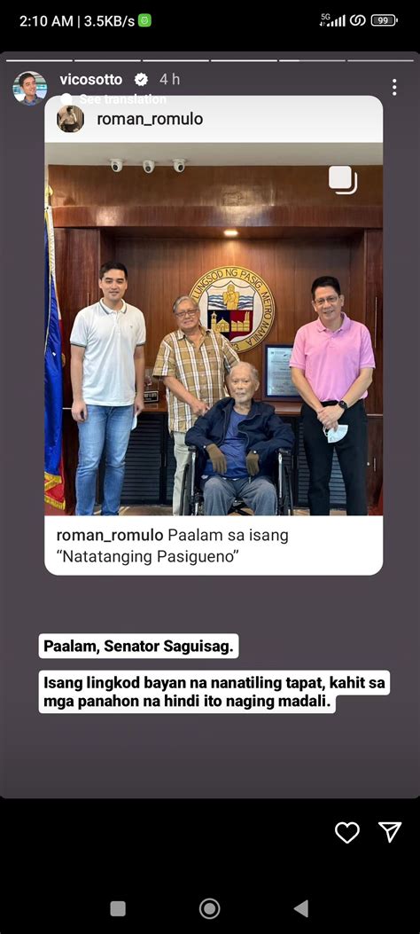 Vico Sotto Mourns Late Senator S Passing