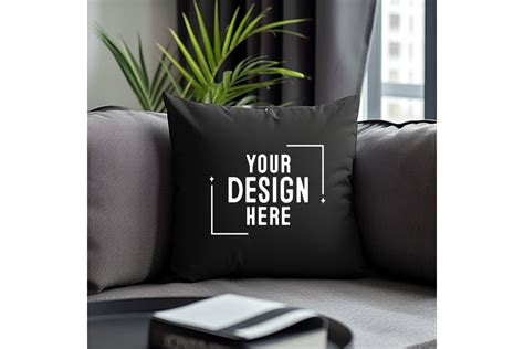 Beautiful Square Black Pillow Mockup Graphic By Bestmockupstore