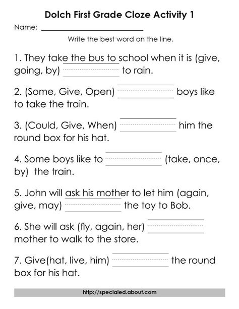 5 Sets Of Worksheets For Dolch High Frequency Words 1st Grade Reading