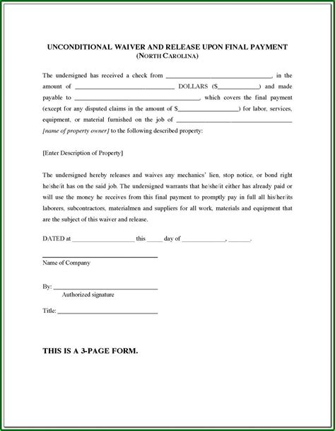 Printable Release Of Lien Form Florida Printable Forms Free Online