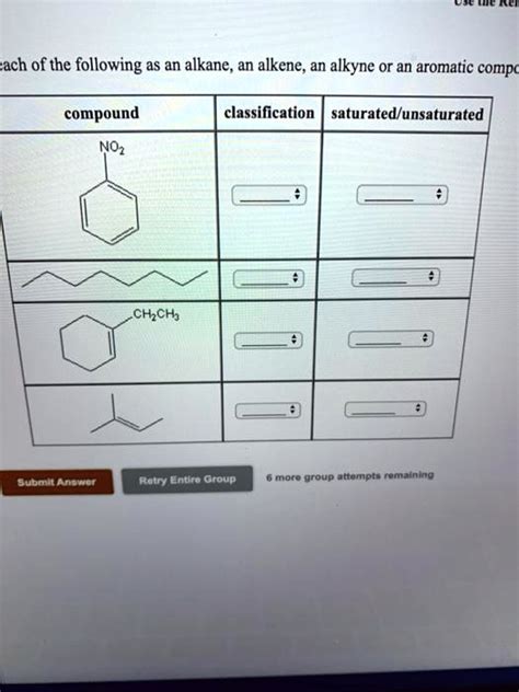 Solved Ach Of The Following As An Alkane An Alkene Alkyne Or An