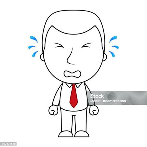 Pengusaha Baris Kartun Wajah Menangis Ekspresi Sedih Ilustrasi Stok