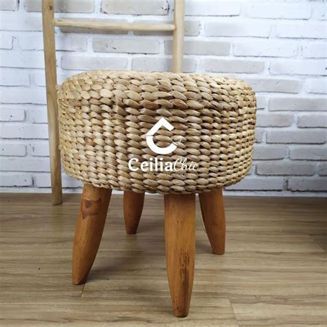 Jual Kursi Stool Sofa Anyam Anyaman Enceng Gondok Bubut D Dekorasi