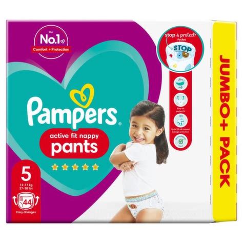 Pampers Active Fit Nappy Pants Size 5 Jumbo Plus 44 Piece