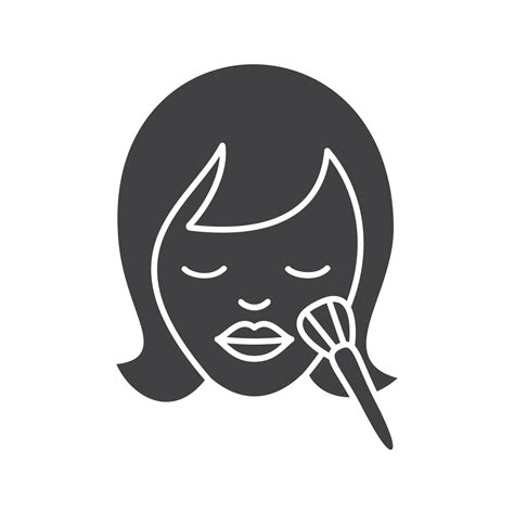 Makeup Glyph Icon Silhouette Symbol Womans Face With Makeup Brush