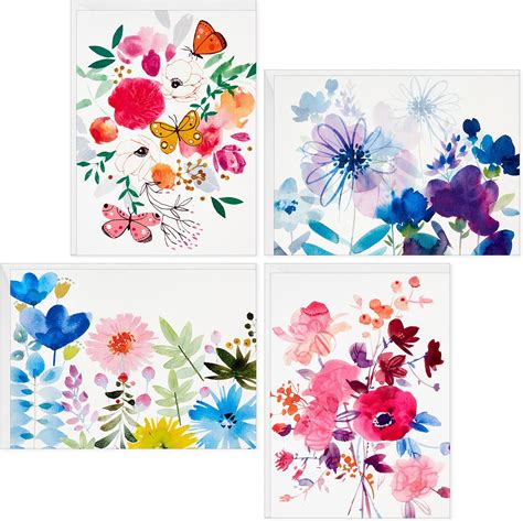 Hallmark Blank Cards Assortment Painted Flowers 48 Cards With