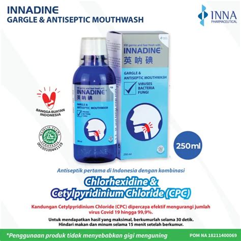 Obat Kumur Innadine Gargle And Antiseptic Mouthwash 250ml Obat Kumur