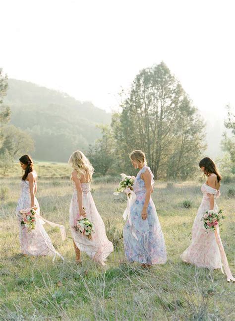 Pastel Floral Print Bridesmaid Dresses By Pps Couture Southbound Bride