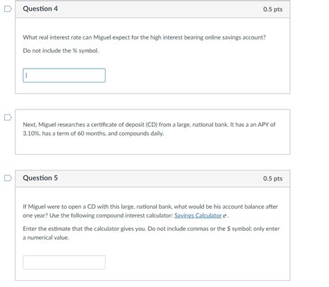 Solved Miguel Wants To Set Up A Savings Account In Order To Chegg