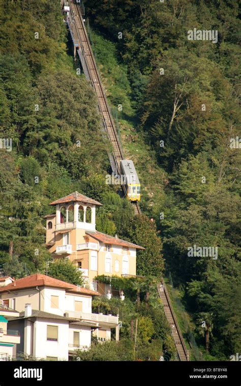 Funicular Railway From Como City To Brunate Lake Como Lombardy Stock