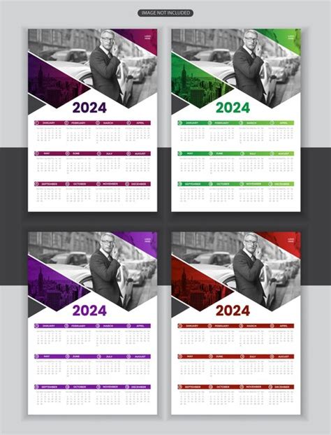Premium Vector Vector Wall Calendar Design Template 2024