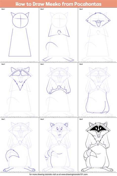 How to Draw Meeko from Pocahontas printable step by step drawing sheet ...