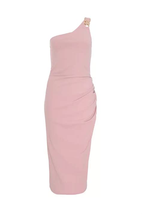 Blush Pink One Shoulder Midi Dress Quiz Clothing