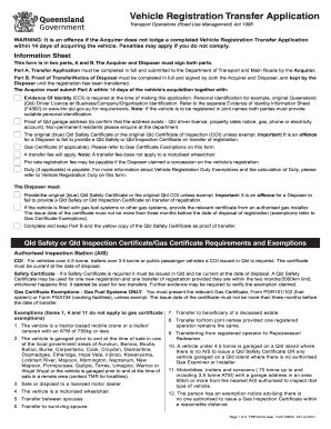 Queensland Motor Vehicle Registration Transfer Form Infoupdate Org