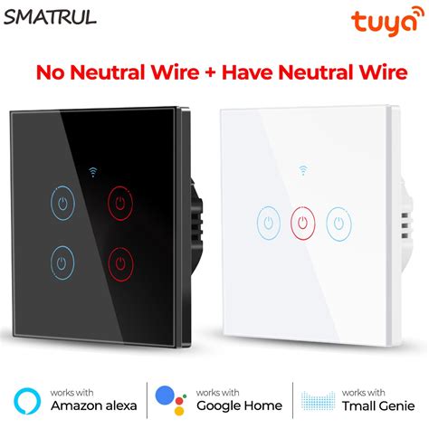 Tuya Wifi Rf433Mhz Smatrul Toque Interruptor De Parede De Luz Sem Fio