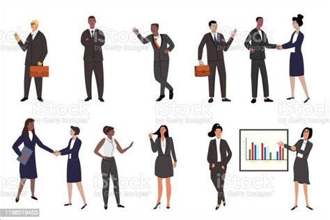 Business People Set Flat Vector Characters Set Stock Illustration