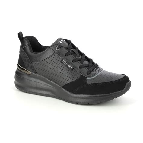 Skechers Billions Wedge BBK Black Womens trainers 155616