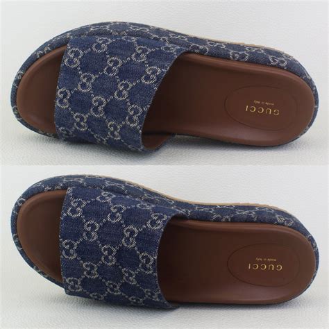 GUCCI Denim GG Monogram Angelina Platform A V Pawn