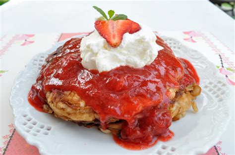 Freeing My Martha Strawberry Pancakes With Strawberry Sauce