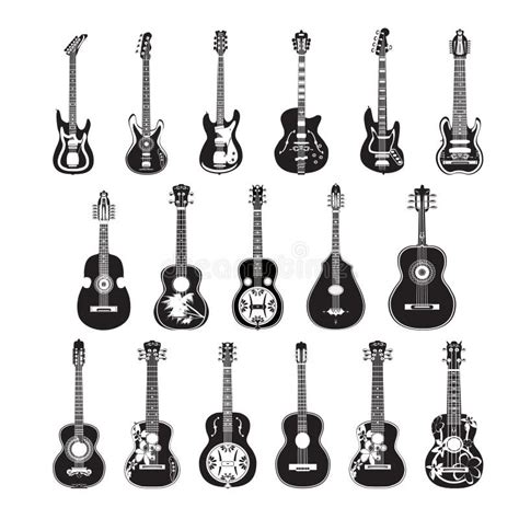 Sistema Del Vector De Guitarras En Estilo Plano Ilustración del Vector