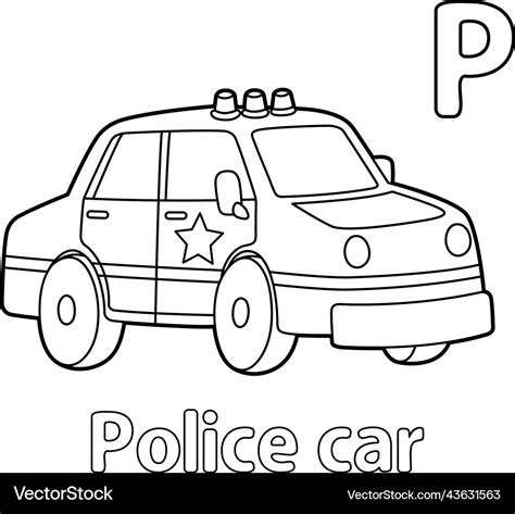 Polizei Auto Alphabet Abc F Rbung Seite P Vektorbild