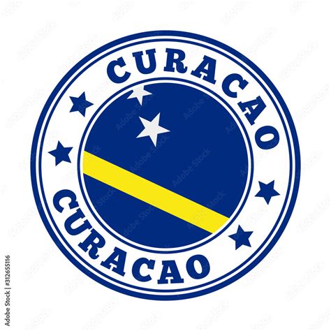 Curacao sign. Round country logo with flag of Curacao. Vector illustration. Stock Vector | Adobe ...