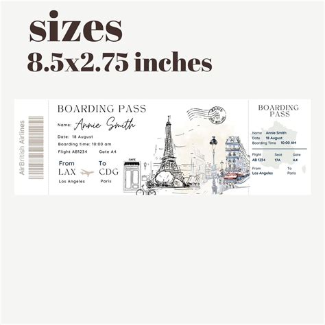 Printable and Editable Paris Surprise Boarding Pass Ticket - Etsy UK