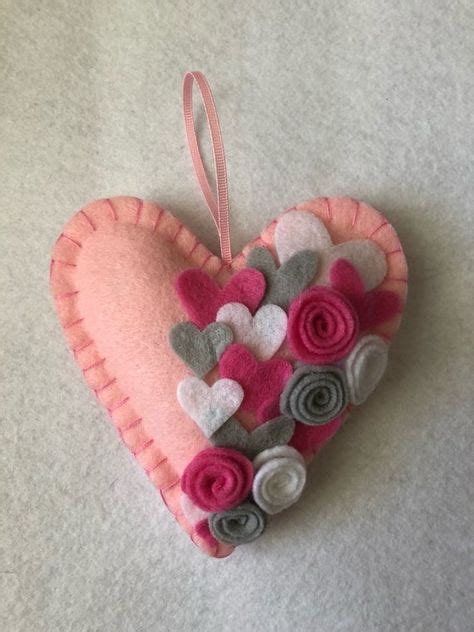 Valentines Felt Heart Ornament Valentines Day Ready To Ship Mantle