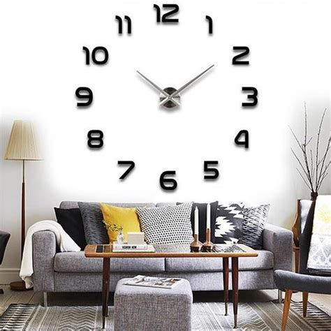 DIY Wall Clock 3D Mirror Stickers Large Wall Clock Frameless Modern