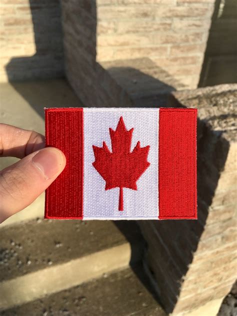 Canadian Flag Embroidered Patch Sew On 25x35 Etsy