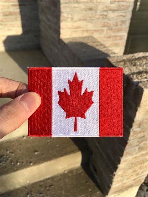 Canadian Flag Embroidered Patch Sew On X Etsy