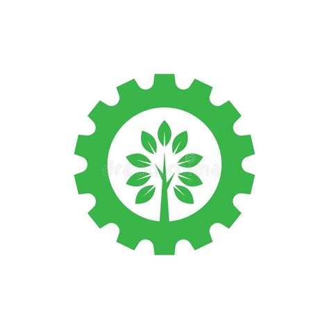 Logotipo Del Rbol De Engranajes Verdes Icono De Eco Gear Icono De