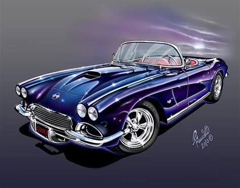 Classic Corvette Digital Art By Randy Fawcett Fine Art America