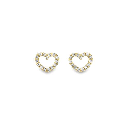 Ct Gold Cubic Zirconia Set Openwork Heart Stud Earrings Tb Mitchell