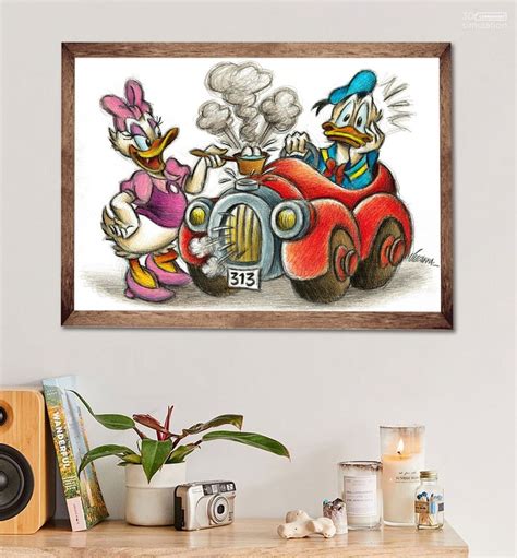 Joan Vizcarra Donald And Daisy Duck Road Trip Original Artwork