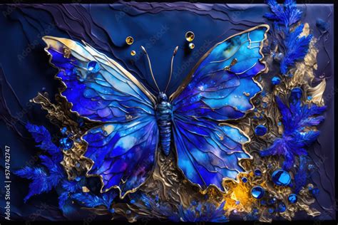 Blue Butterfly Lapis Lazuli Gold Style Art Butterfly Lapis Lazuli