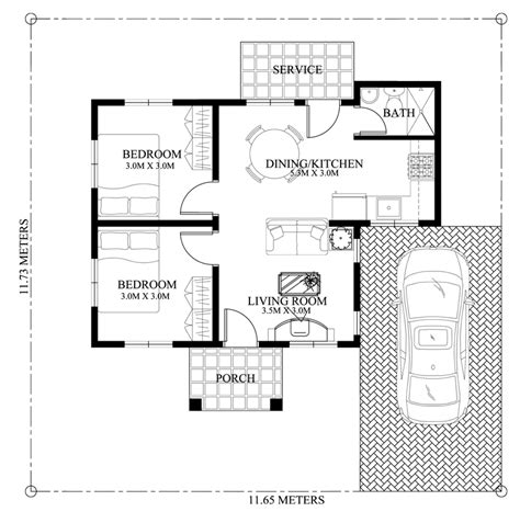 Peralta – 2 Bedroom Bungalow House Design | Pinoy ePlans