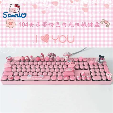 Kawai Sanrio My Melody Typewriter Mechanical Keyboard Cinnamoroll Wired Hot Swappable