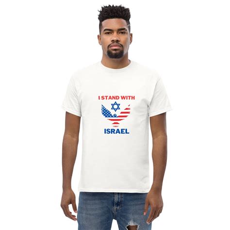 Mens Pro Israel T Shirt With Star Of David And Usa Flag Strengthen