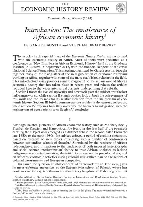 Introduction The Renaissance Of African Economic History PDF