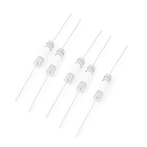 250V 5A 5mm X 20mm Time Delay Slow Blow Axial Lead Ceramic Fuse White