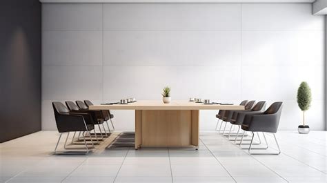 Premium Photo | Modern Office Furniture with Table Chairs and Vase ...