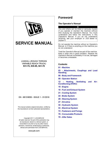 JCB 531 70 535 95 541 70 Loadall Pdf Service Manual