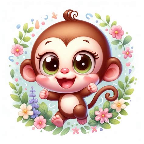 Premium Photo A Monkey With A Flower On Its Face And A Flower Background