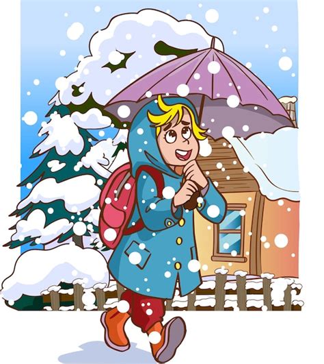 Premium Vector | Winter girl and snow snowfall cartoon vector