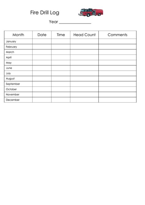 Printable Fire Drill Log Sheet