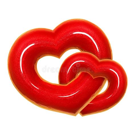 Donut With Red Glossy Glaze Isolated On White Background One Round Red