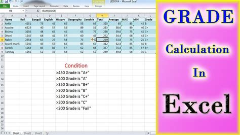 Grade Calculation In Ms Excel Easy Method Of Grade Calculation In