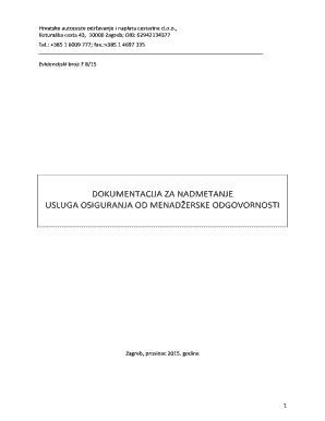 Fillable Online Hac Onc DOKUMENTACIJA ZA NADMETANJE USLUGA OSIGURANJA